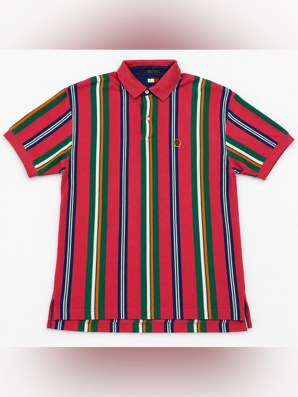 Vintage Tommy Hilfiger Striped Polo Shirt Men’s Large 90s Crest Logo